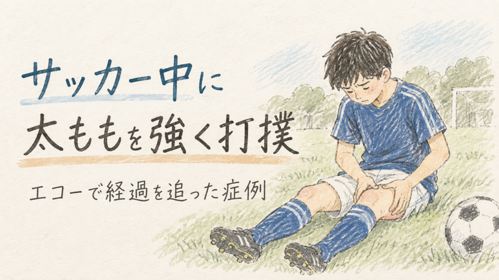 サッカー中に太ももを強く打撲｜骨化性筋炎がみられた12歳男子の症例